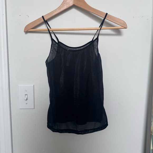 Vintage Y2K Black Sheer Floral Ruffle Cami Top – 2000s Romantic Fairy Grunge S - Picture 5 of 5